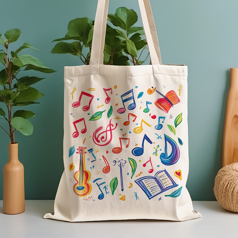 Musical Instrument Shop - Яркая холщовая сумка-тоут с принтом музыкальных