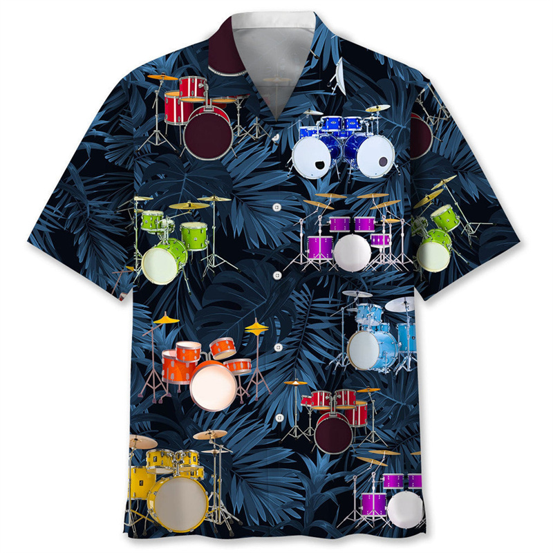 Musical Instrument Hawaiian - Гавайская рубашка с 3d принтом барабана