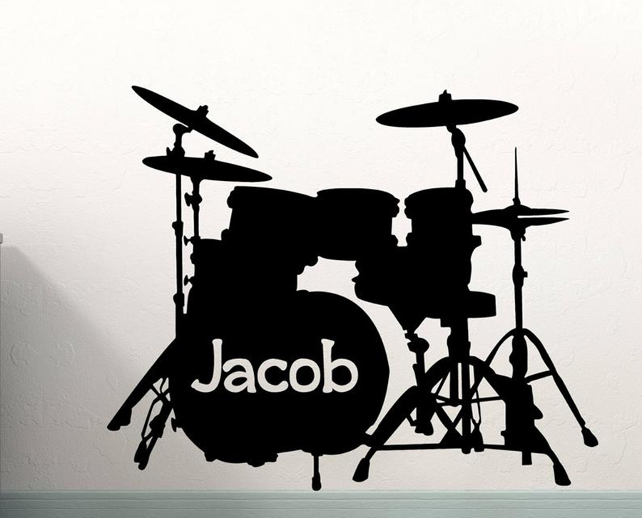 Musical Instrument With Names - Набор настенных наклеек для барабанов, Виниловая